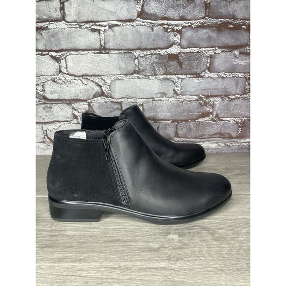 NAOT Helm Black Leather Suede Ankle Boots Zip Booties Women’s Sz 41EU/10.5M US - Picture 1 of 16